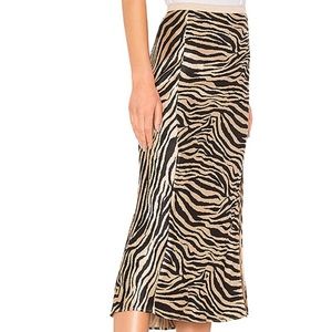 ANINE BING ZEBRA SLIP MIDI SKIRT